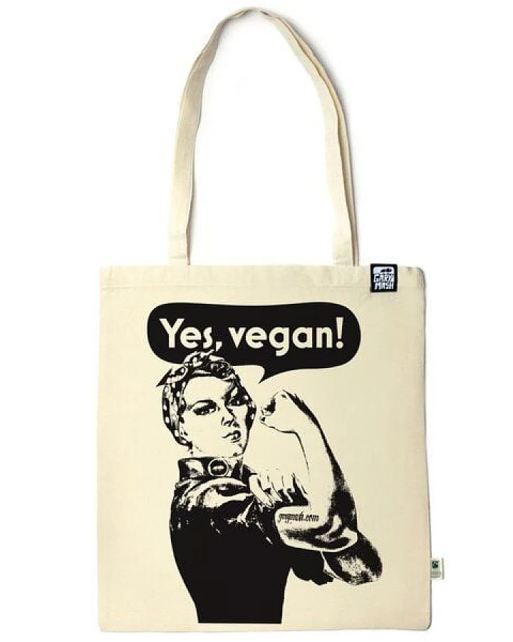 GARY MASH Baumwolltasche mit Veggie Vegan Spruch aus Biobaumwolle