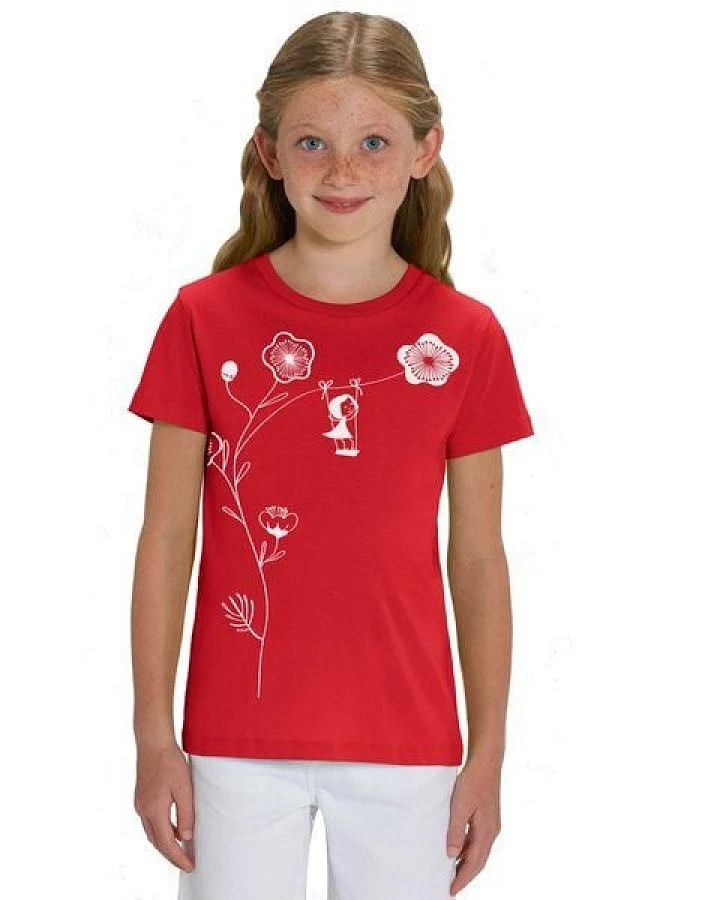FellHerz Kids T-Shirt Schaukelmädchen rot