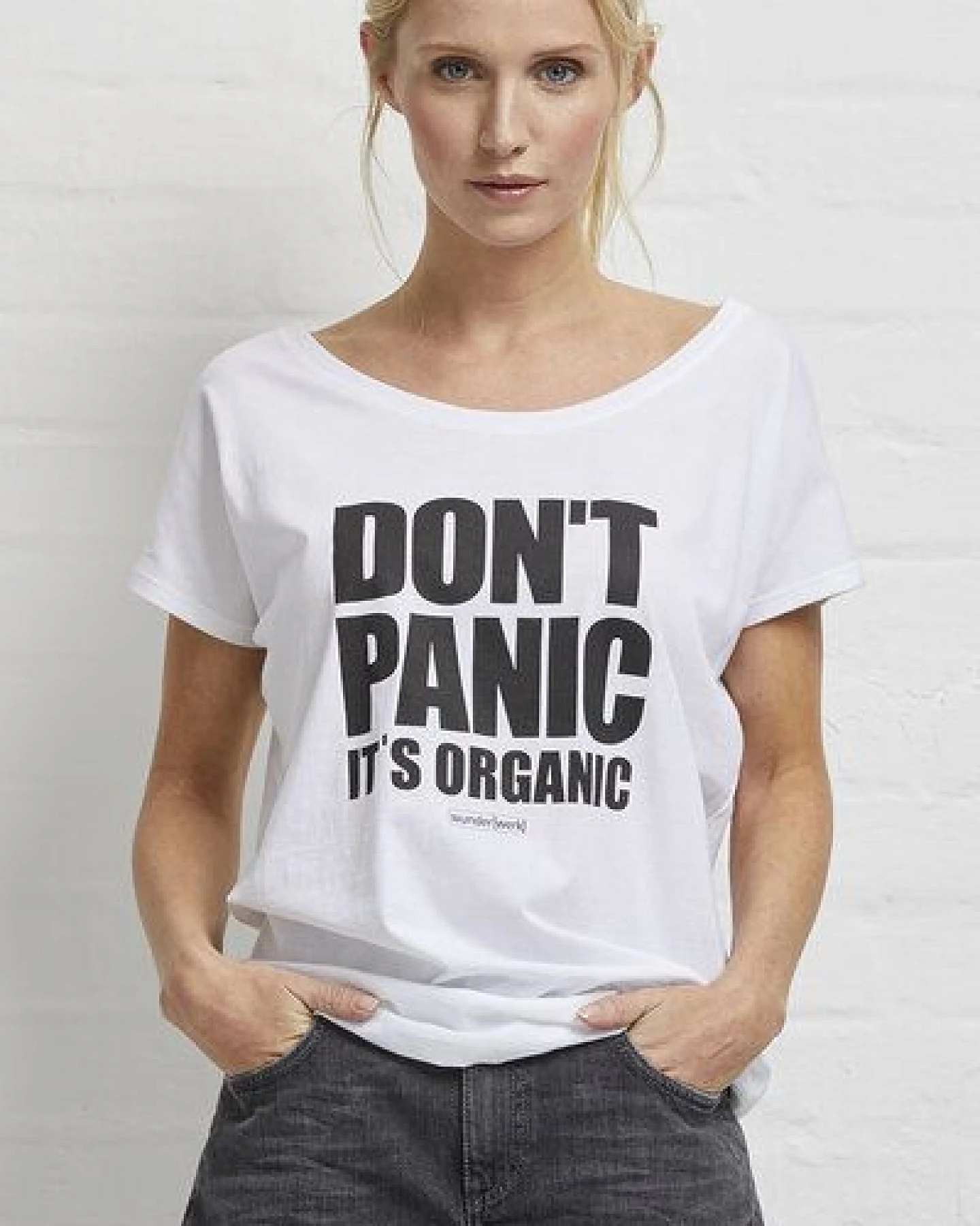 Wunderwerk Damen Tee aus Bio-Baumwolle "Tee don't panic block" – Ansicht 2