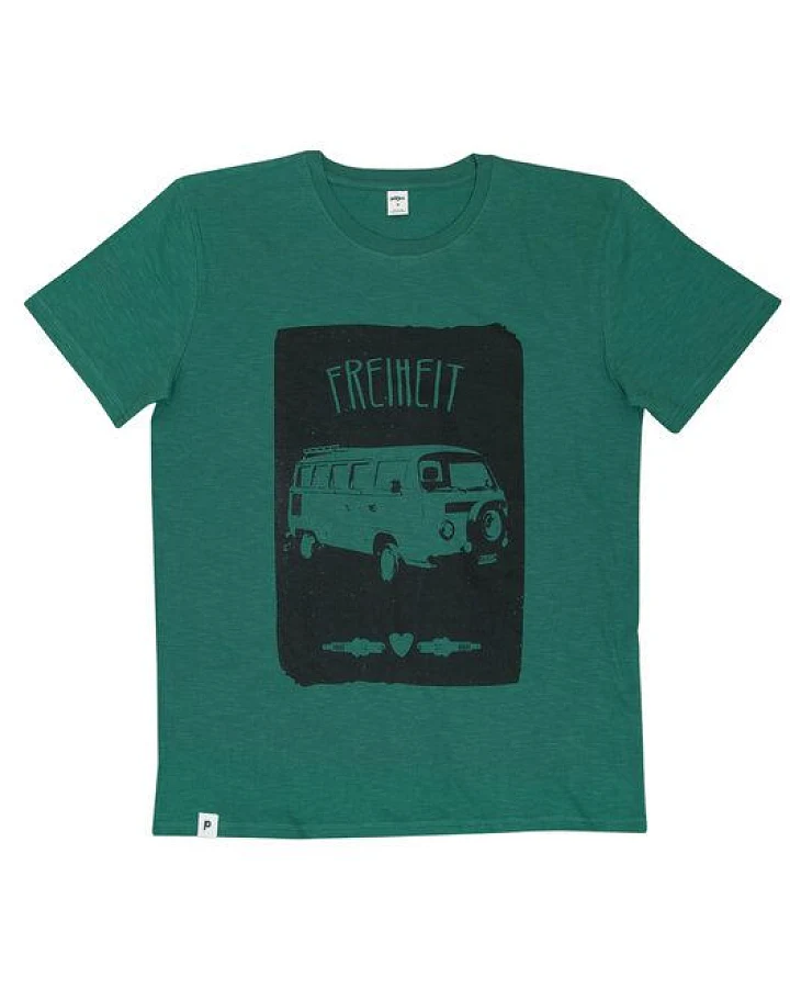 päfjes Bus Freiheit Vanlife - Fair gehandeltes Männer T-Shirt - Slub