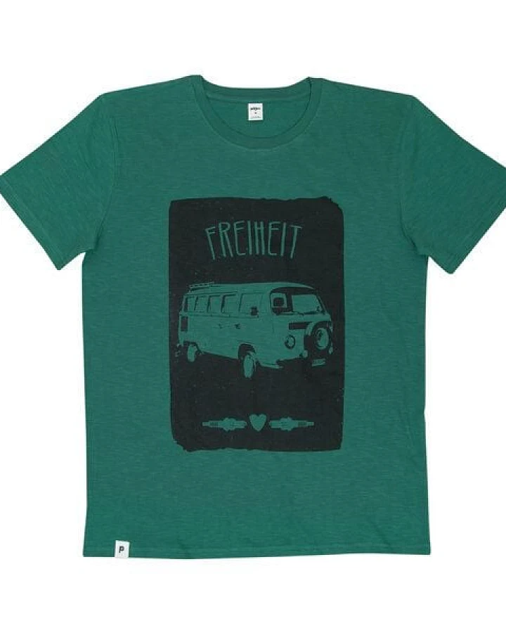 päfjes Bus Freiheit Vanlife - Fair gehandeltes Männer T-Shirt - Slub