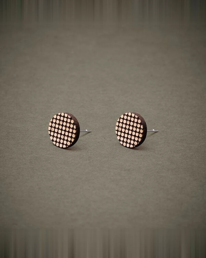 feinformart Ohrstecker / Ohrring aus Holz "Dotwork" 9mm