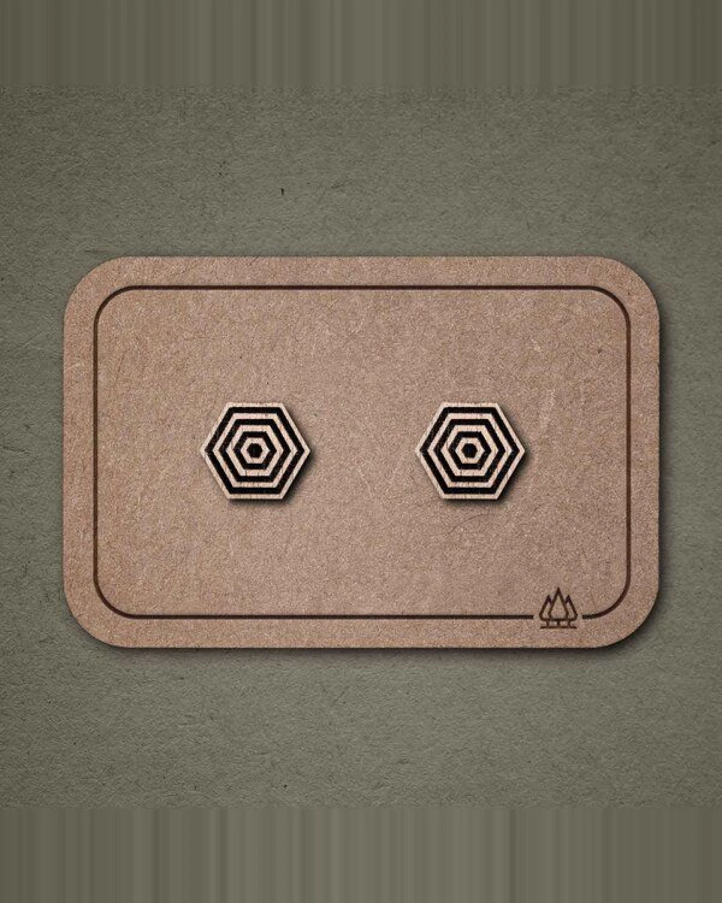 feinformart Ohrstecker / Ohrring aus Holz "Hexagon2" 9mm – Ansicht 2