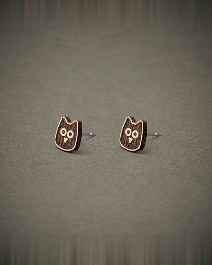 feinformart Ohrstecker / Ohrring aus Holz "Eule" 7mm / 9mm