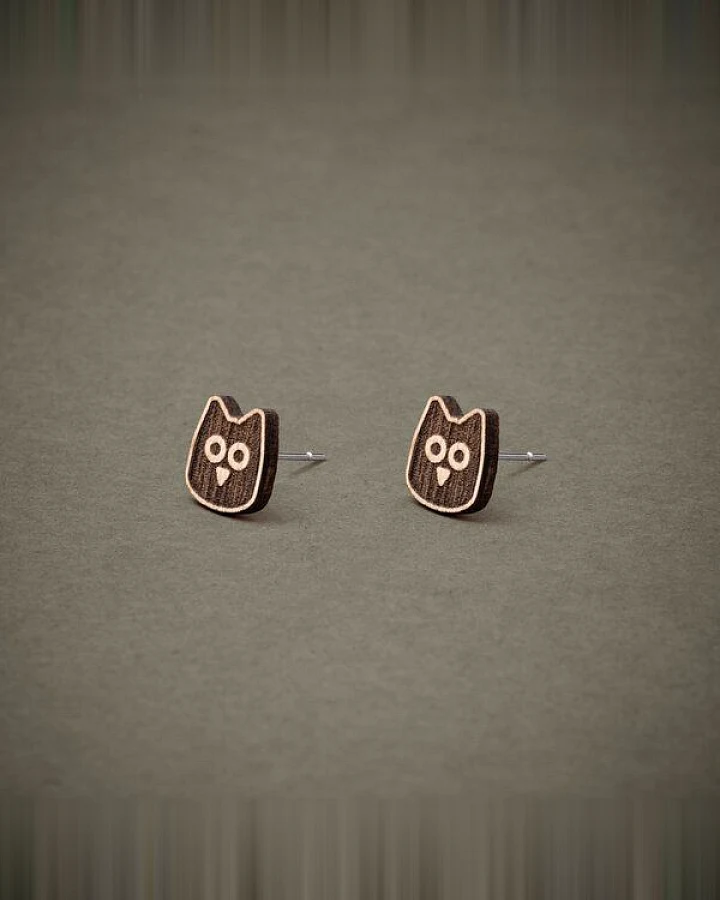 feinformart Ohrstecker / Ohrring aus Holz "Eule" 7mm / 9mm