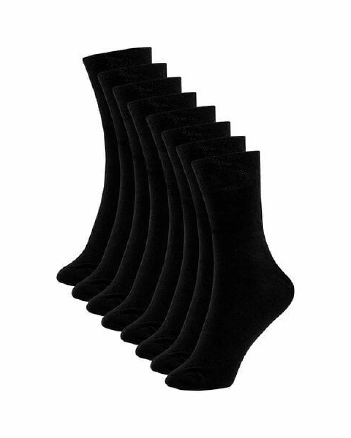 flat design by Mareike Kriesten 8 Paar Business-Socken aus Bio-Baumwolle schwarz, fair hergestellt in Portugal (EU)