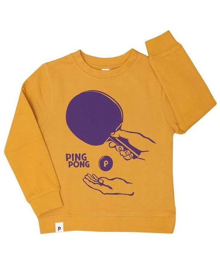 päfjes Ping Pong Tischtennis - Kinder Bio Sweater - Organic Cotton - Gelb
