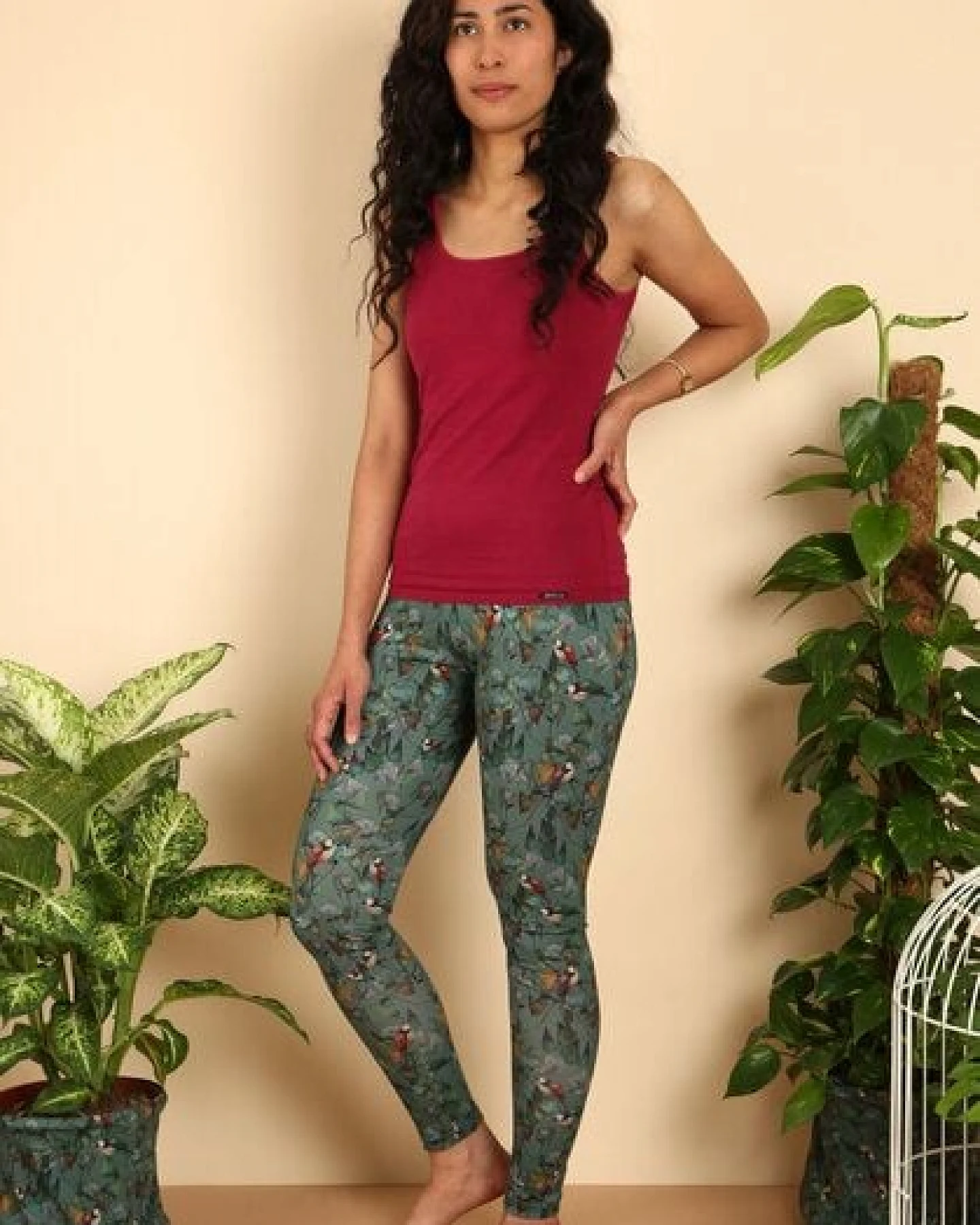 Die rote Zora Leggins Ginkgo Birds – Ansicht 3