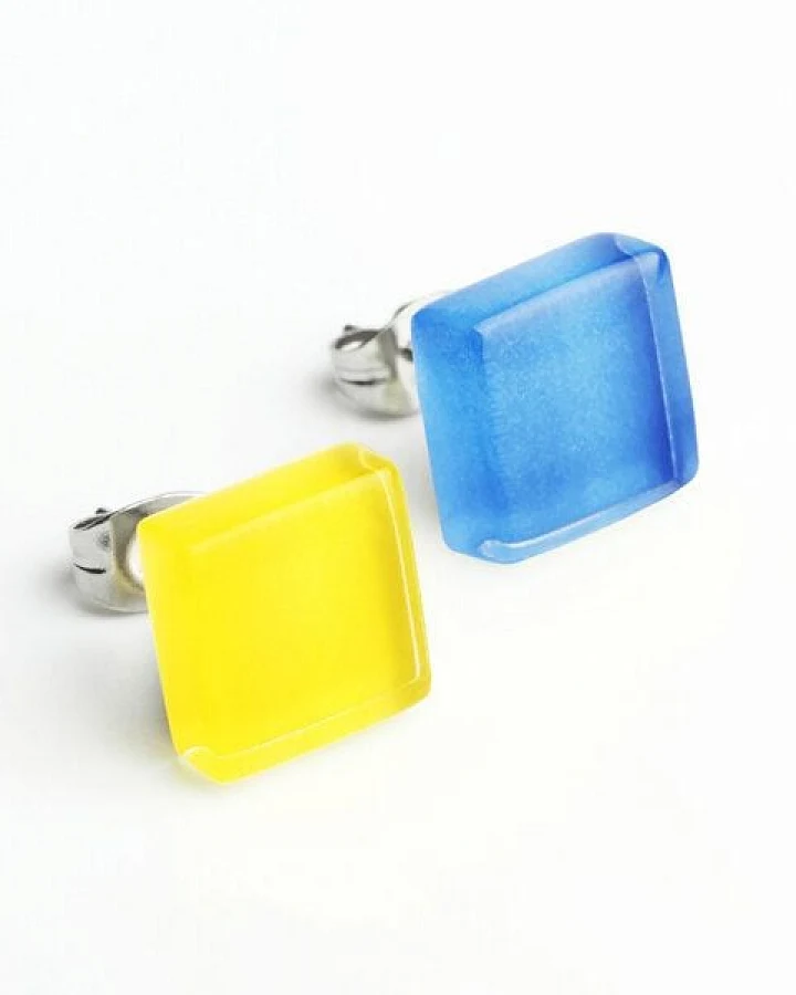 ALEXASCHA Support Ukraine Ohrstecker in Gelb Blau 50% Spendenaktion