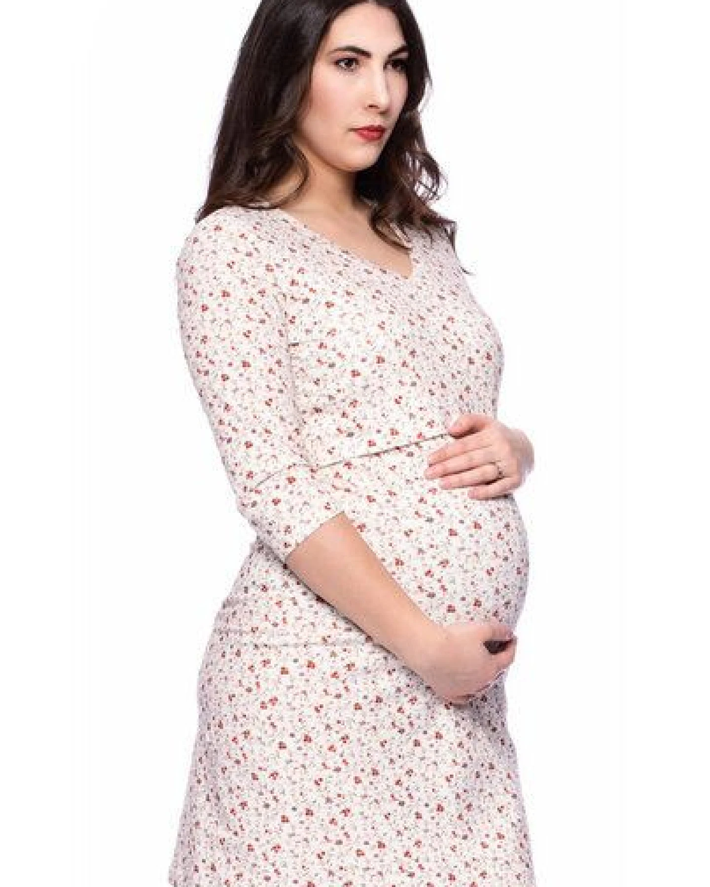 Milchshake Umstands- und Stillnachthemd 3/4 Arm aus Bio Baumwolle – Ansicht 3