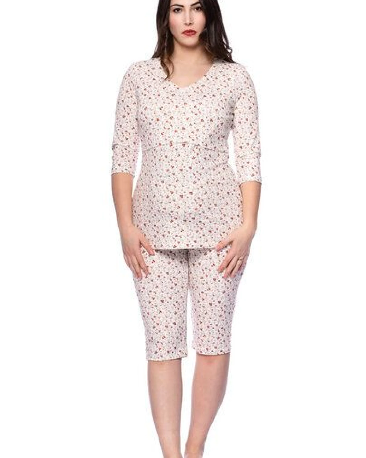 Milchshake Lounge- und Pyjama Umstands- und Stillshirt V-Neck 3/4 Arm aus Bio Baumwolle – Ansicht 3