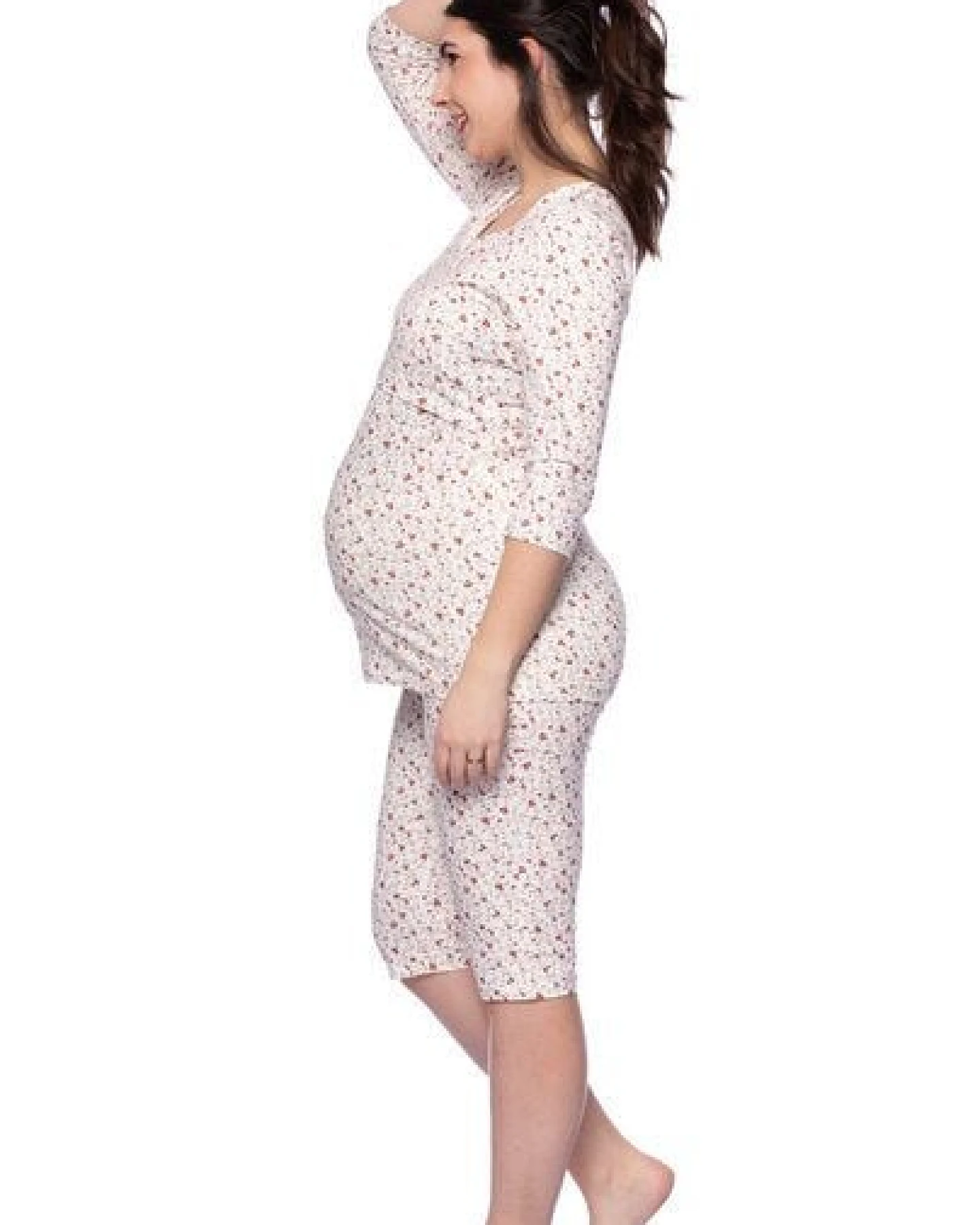 Milchshake Lounge- und Pyjama Umstands- und Stillshirt V-Neck 3/4 Arm aus Bio Baumwolle – Ansicht 4