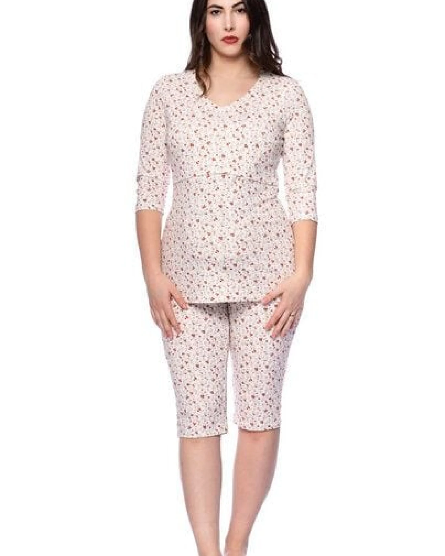 Milchshake Lounge- und Pyjama Umstands- und Stillshirt V-Neck 3/4 Arm aus Bio Baumwolle – Ansicht 3