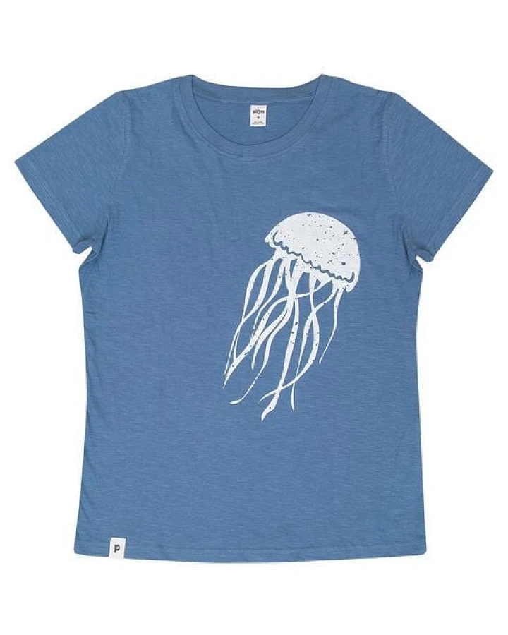 päfjes Qualle Jellyfish - Frauen T-Shirt - Fair gehandelt aus Baumwolle Bio - Slub Blau