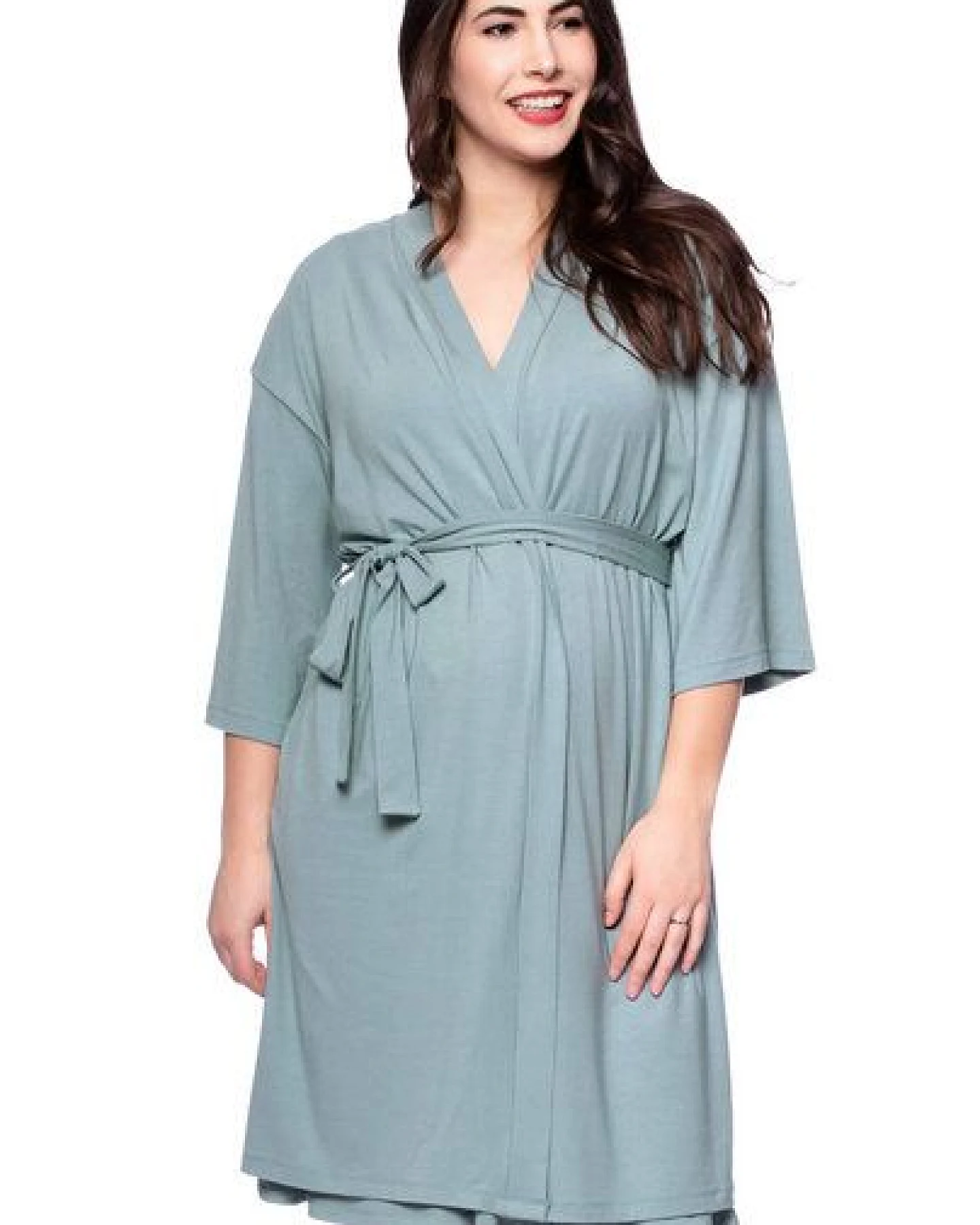 Milchshake Kimono Morgenmantel aus Tencel Modal Jersey – Ansicht 2