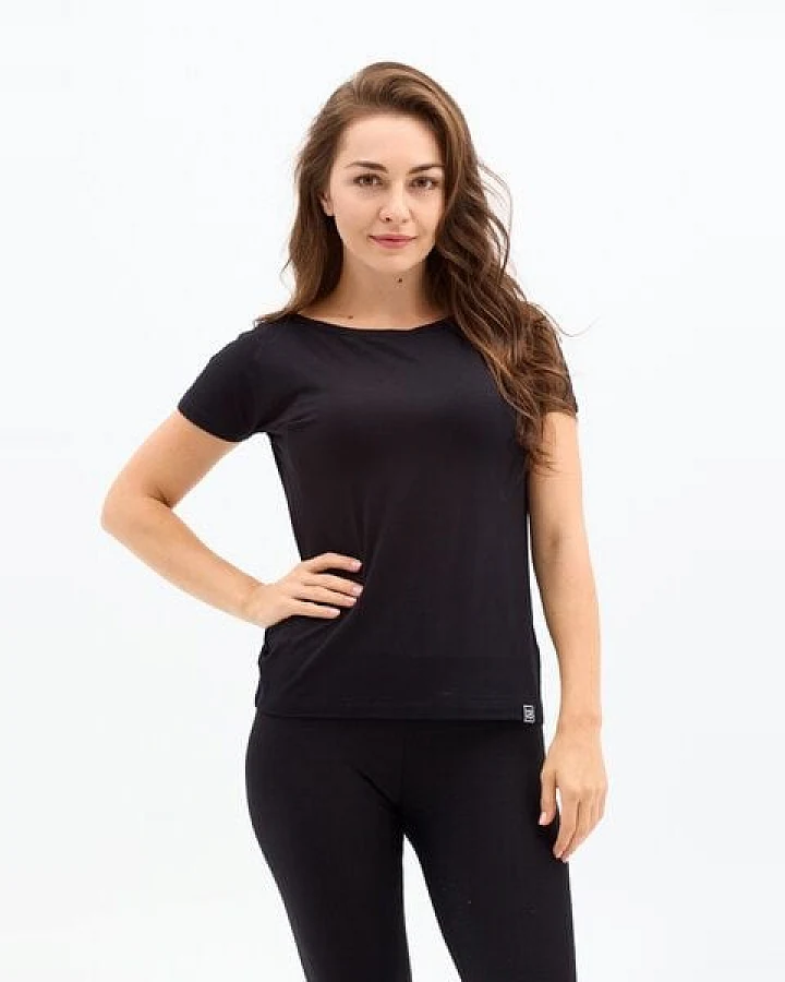 Bluse Fine – Viscose mit Elasthan – T-Shirt Rundhalsausschnitt – Schwarz oder farbenfrohes Print KOKOworld – Fair produziert in EU