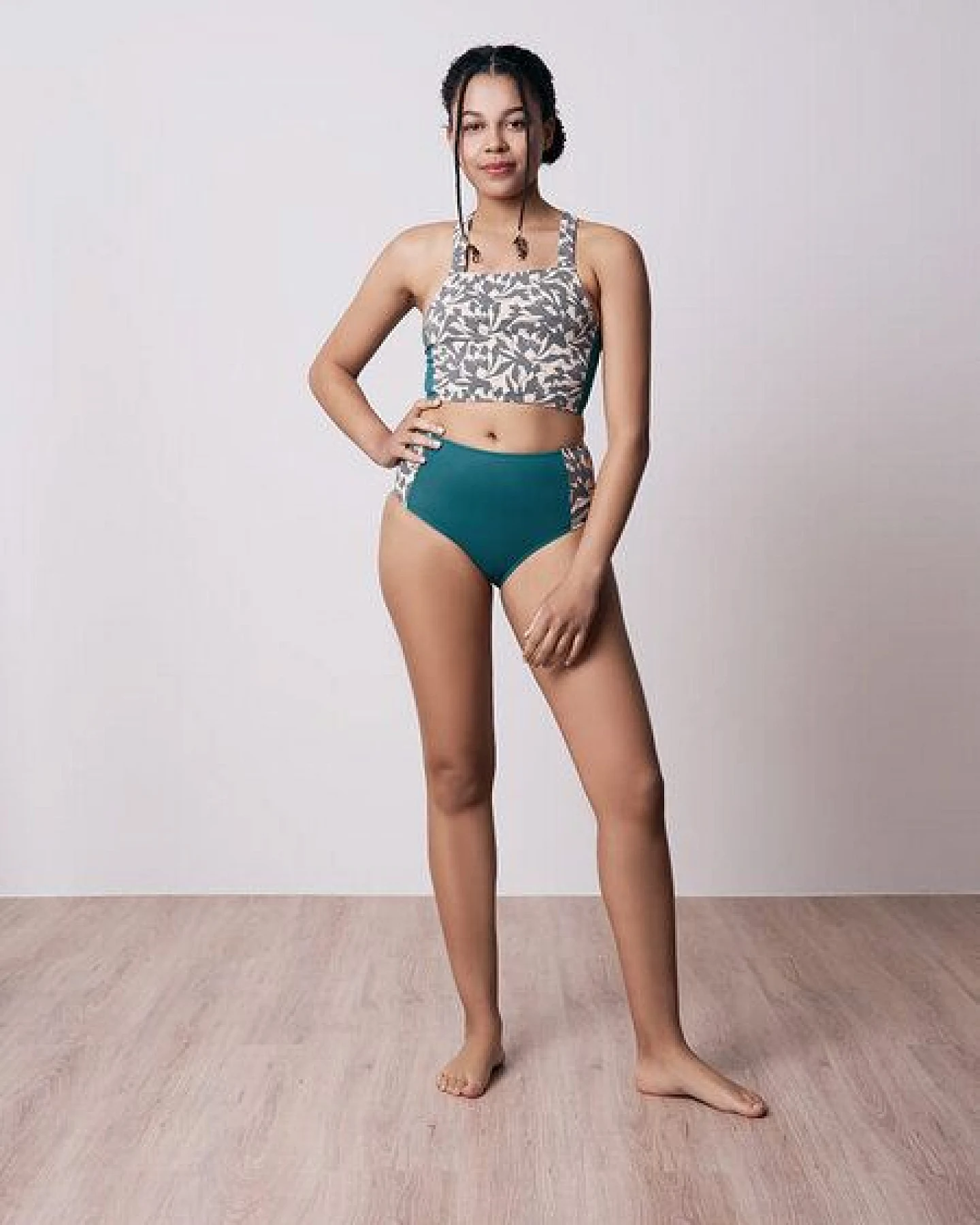 bleed ECONYL® Midwaist Bikini Hose Petrol – Ansicht 2