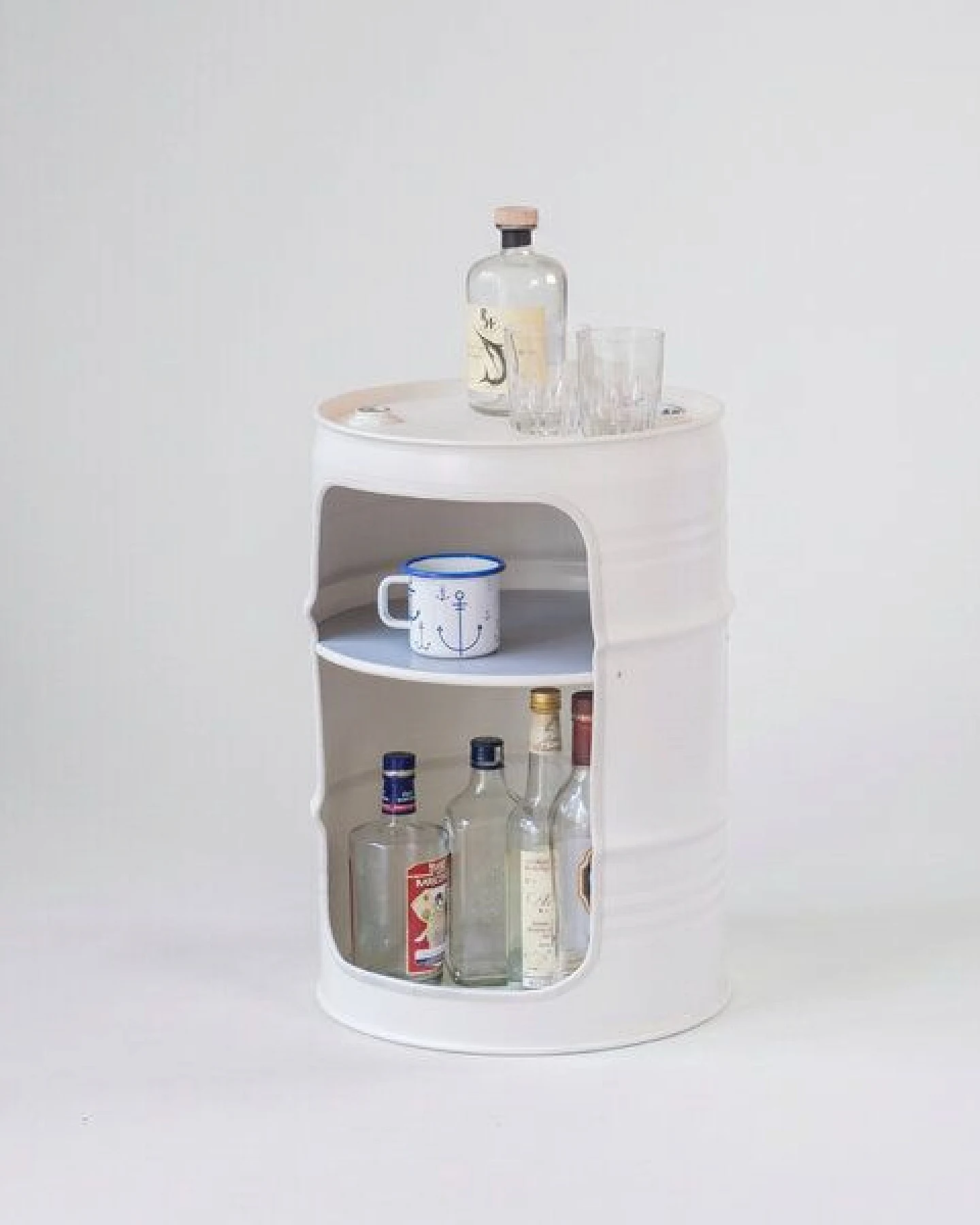 Lockengelöt Minibar aus einem kleinen Ölfass Hamburger Ölfass, made in Hamburg. – Ansicht 2