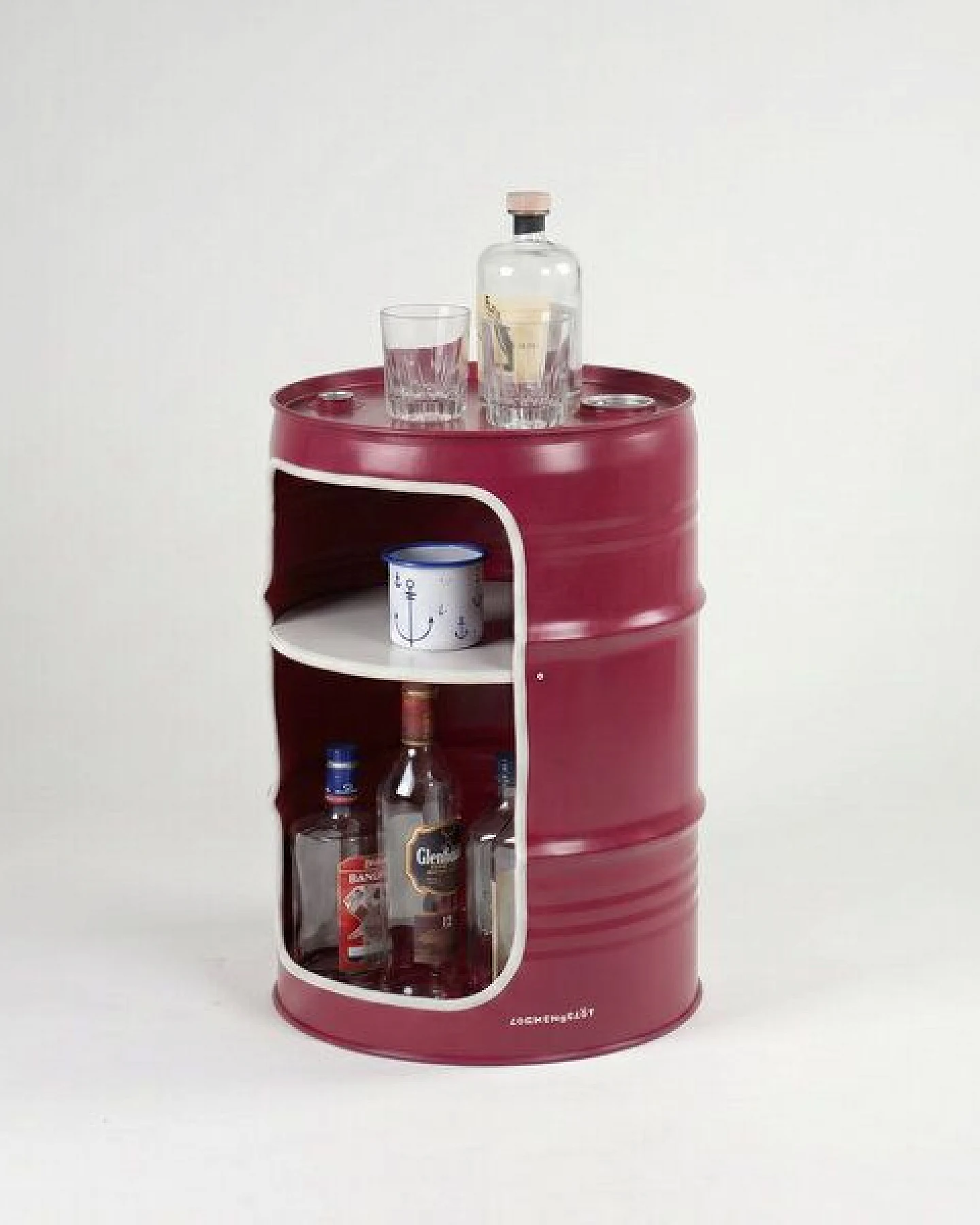 Lockengelöt Minibar aus einem kleinen Ölfass Hamburger Ölfass, made in Hamburg. – Ansicht 2