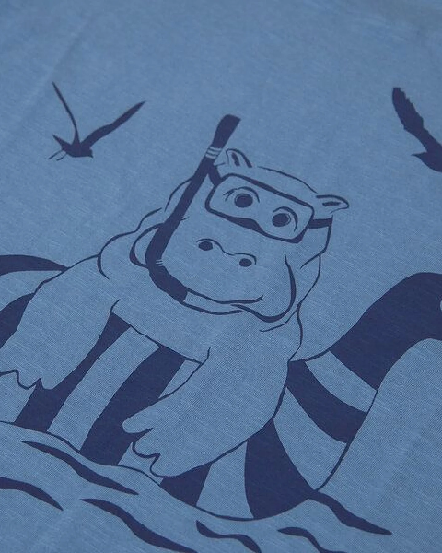 päfjes Nelly Nilpferd / Hippo - Frauen T-Shirt - Fair gehandelt aus Baumwolle Bio - Slub Blau – Ansicht 2
