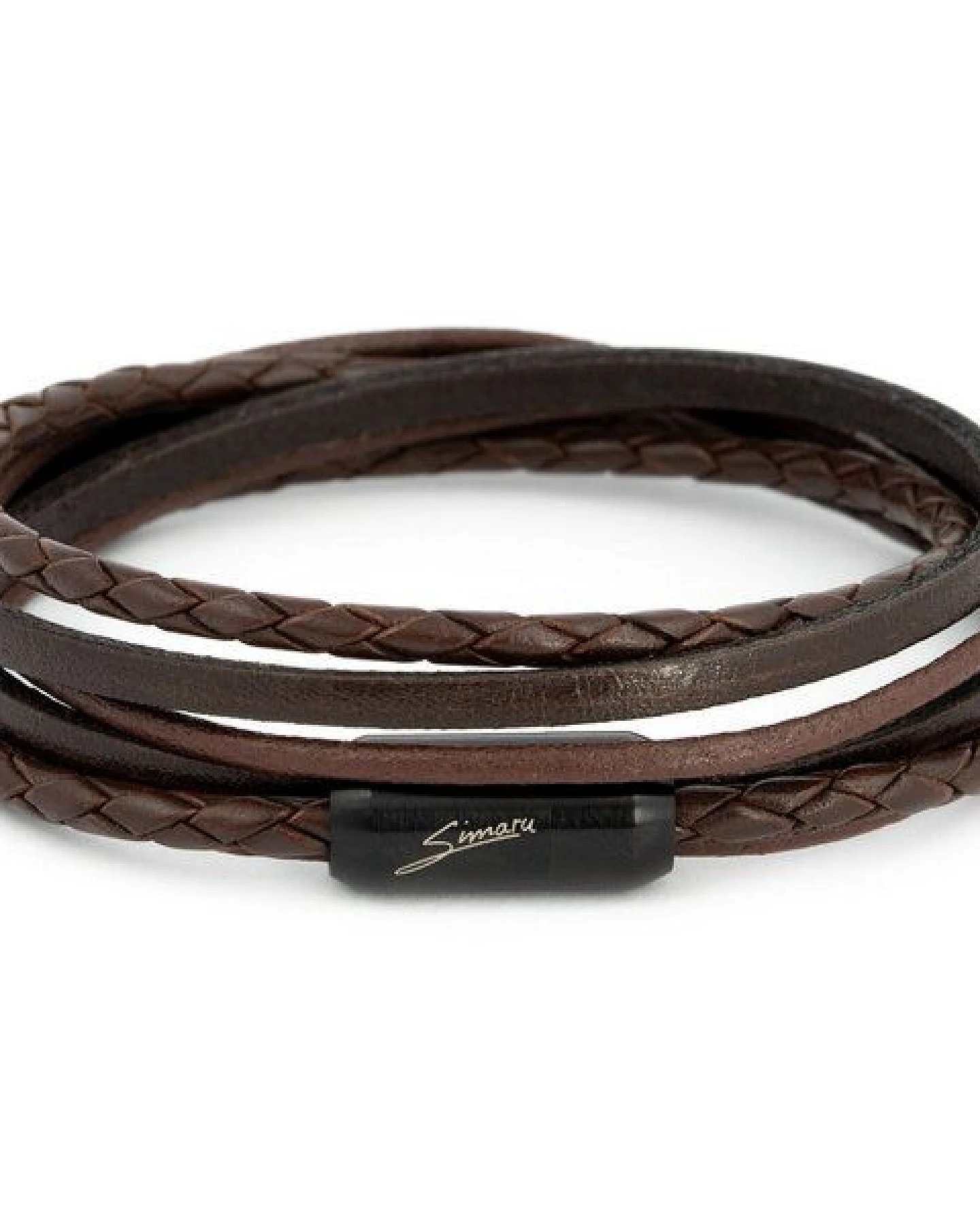 Simaru Echtleder Wickelarmband braun, Lederarmband mit Magnetverschluss – Ansicht 2