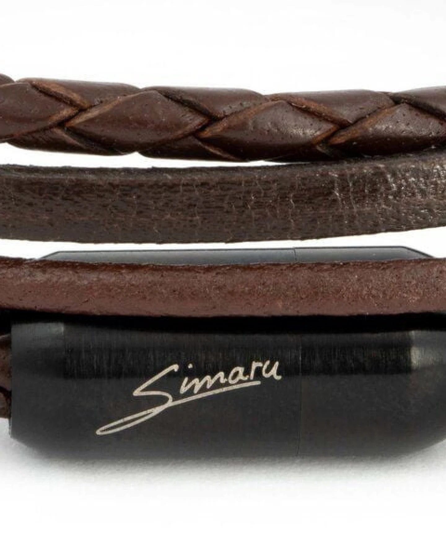 Simaru Echtleder Wickelarmband braun, Lederarmband mit Magnetverschluss – Ansicht 4
