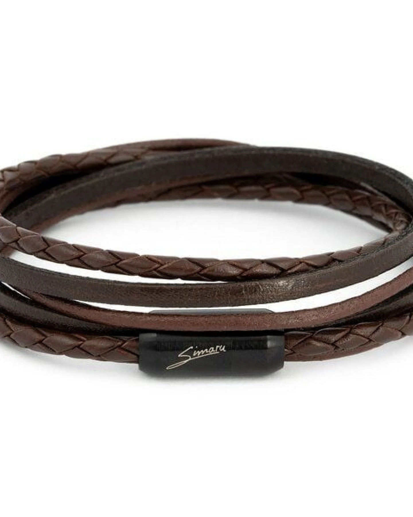 Simaru Echtleder Wickelarmband braun, Lederarmband mit Magnetverschluss – Ansicht 2