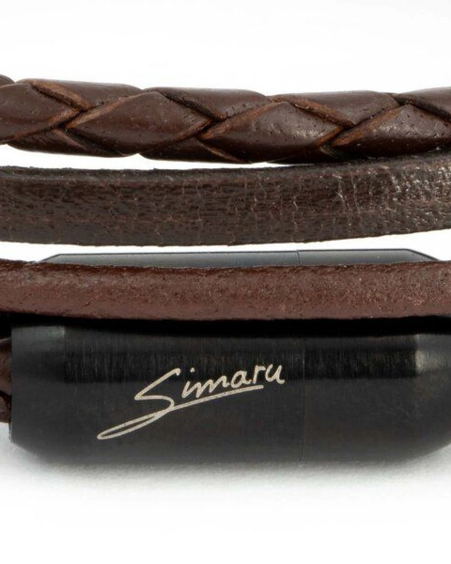 Simaru Echtleder Wickelarmband braun, Lederarmband mit Magnetverschluss – Ansicht 3