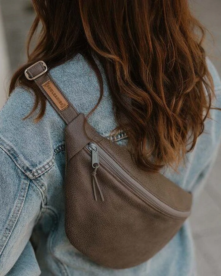 BOWLEANIES TASCHEN Große XXL Gürteltasche aus Lederfaserstoff