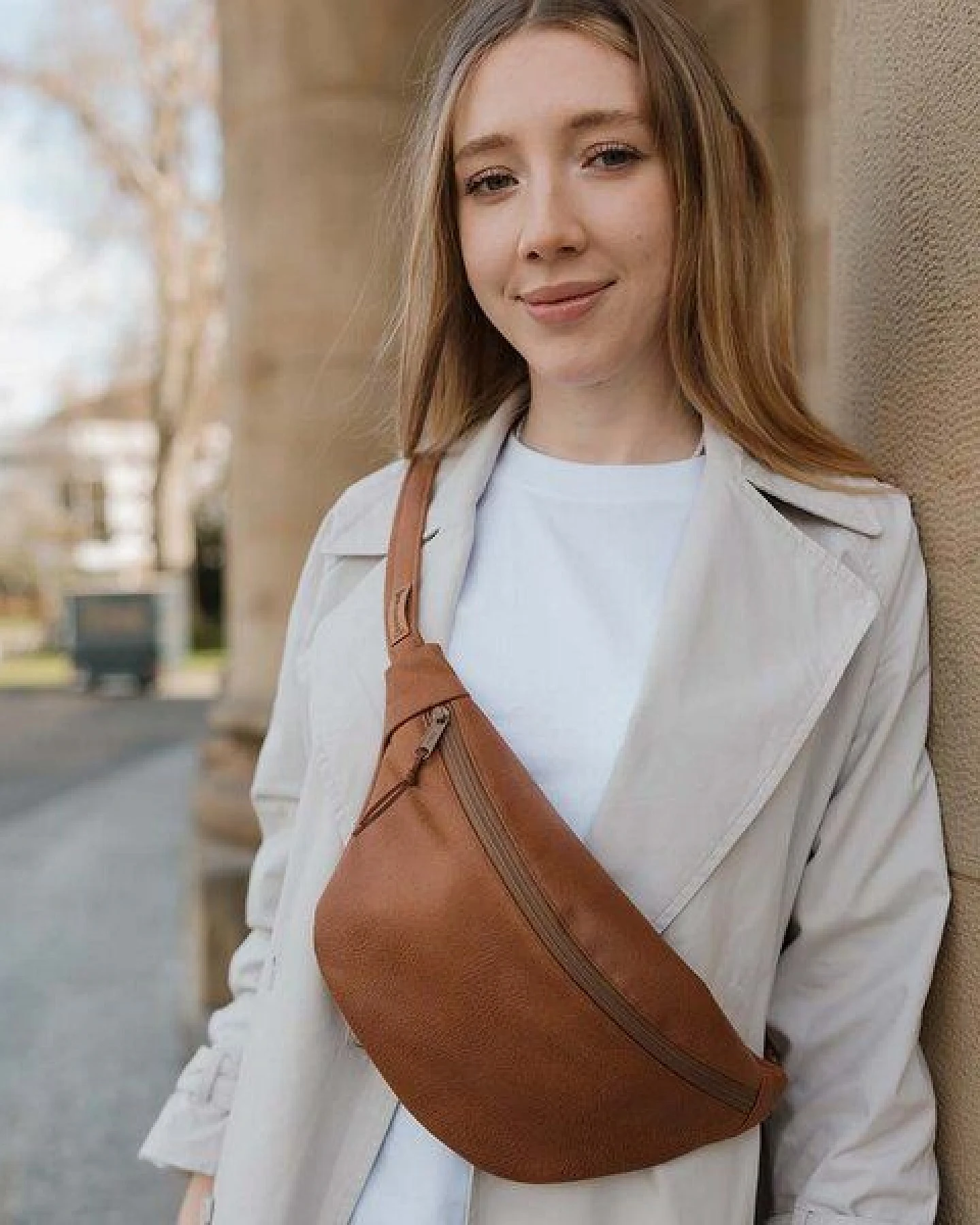 BOWLEANIES TASCHEN Große XXL Gürteltasche aus Lederfaserstoff – Ansicht 2