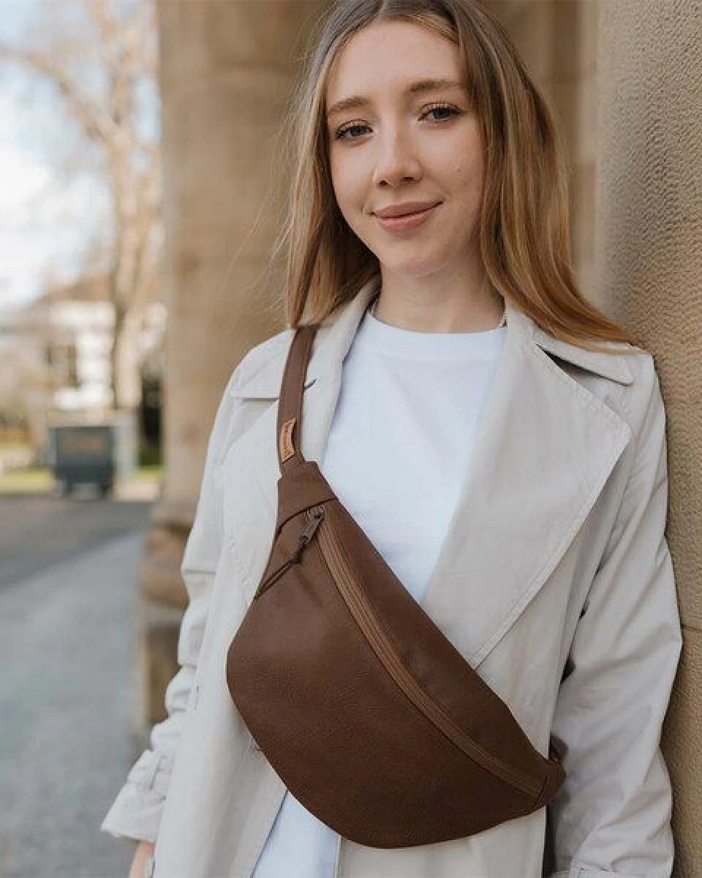 BOWLEANIES TASCHEN Große XXL Gürteltasche aus Lederfaserstoff – Ansicht 3