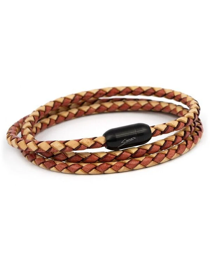 Simaru Wickelarmband Lederarmband Muster Made in EU für Damen & Herren mit Magnetverschluss
