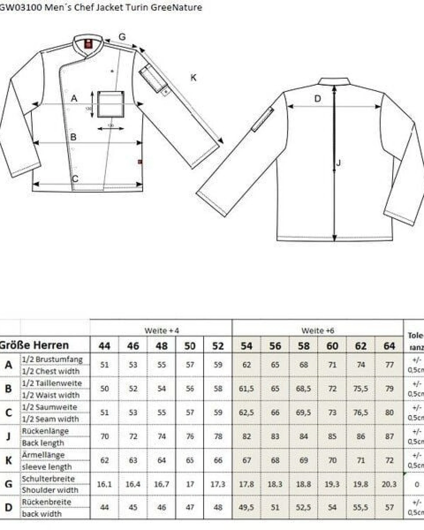 Herren Kochjacke CG Workwear Men´s Chef Jacket Turin GreeNature – Ansicht 3