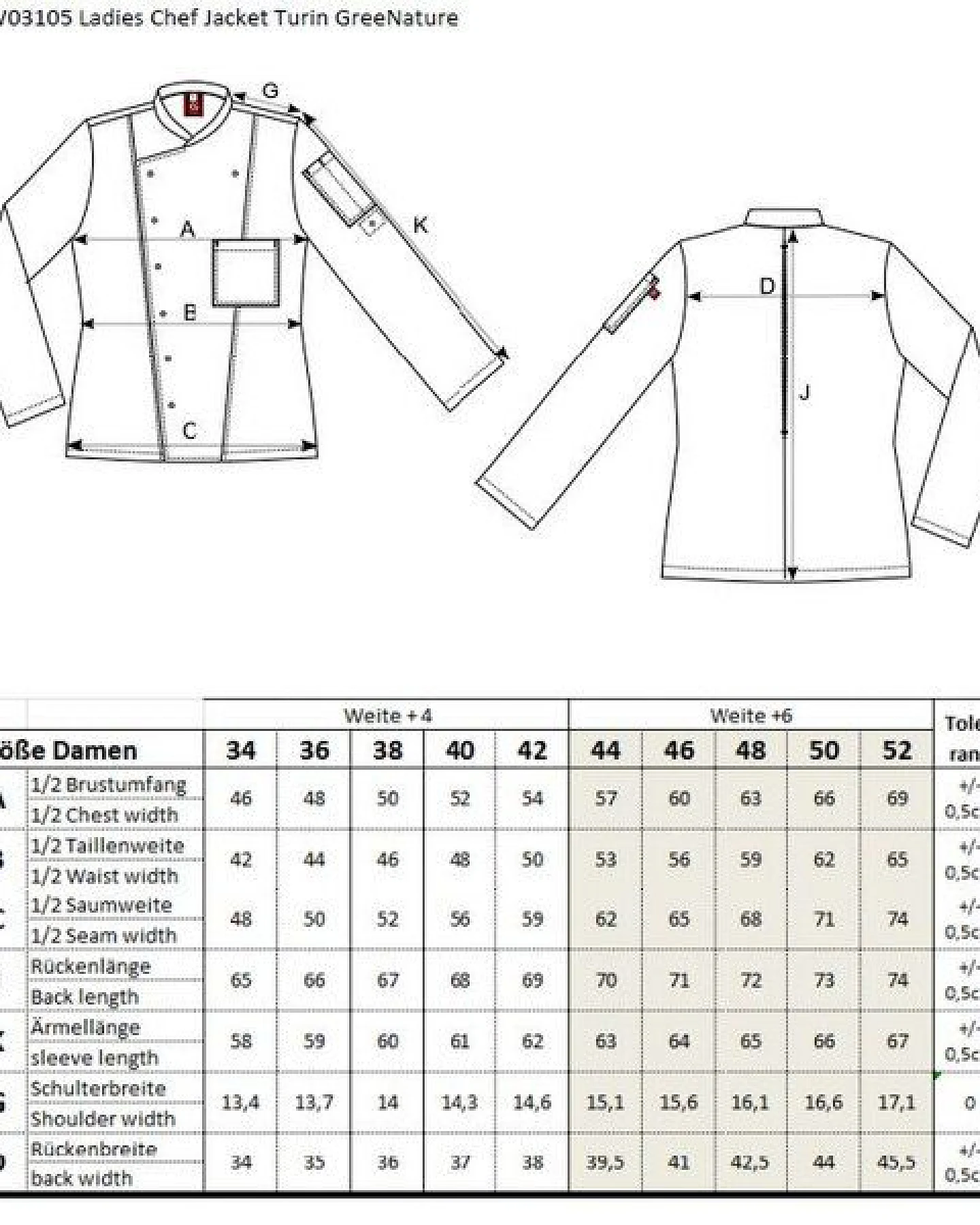 Damen Kochjacke CG Workwear Turin GreeNature – Ansicht 3