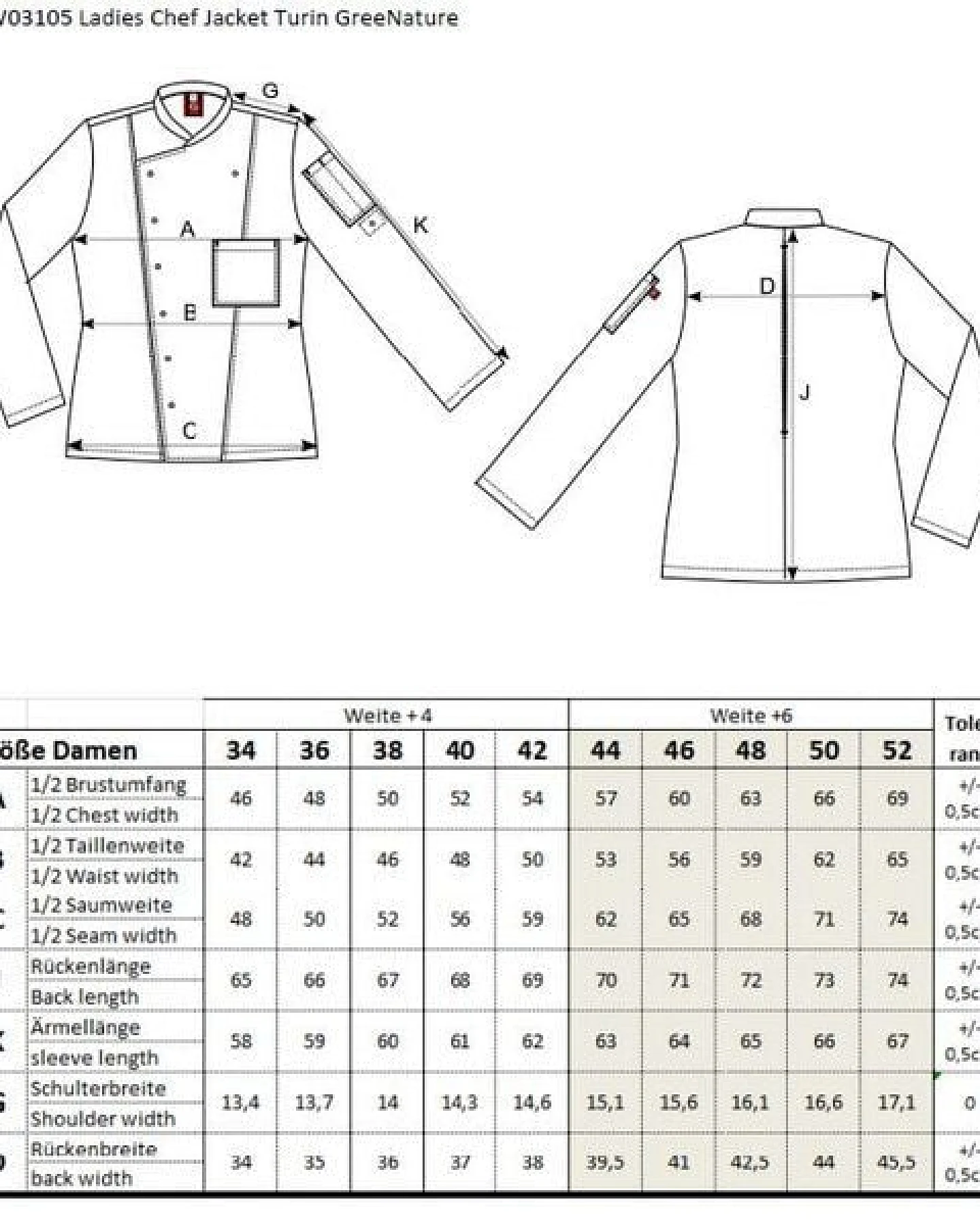 Damen Kochjacke CG Workwear Turin GreeNature – Ansicht 3
