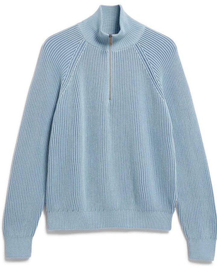 ARMEDANGELS - Women's Troyer Vanisé Knit Sweater - Pullover Gr XL grau/türkis