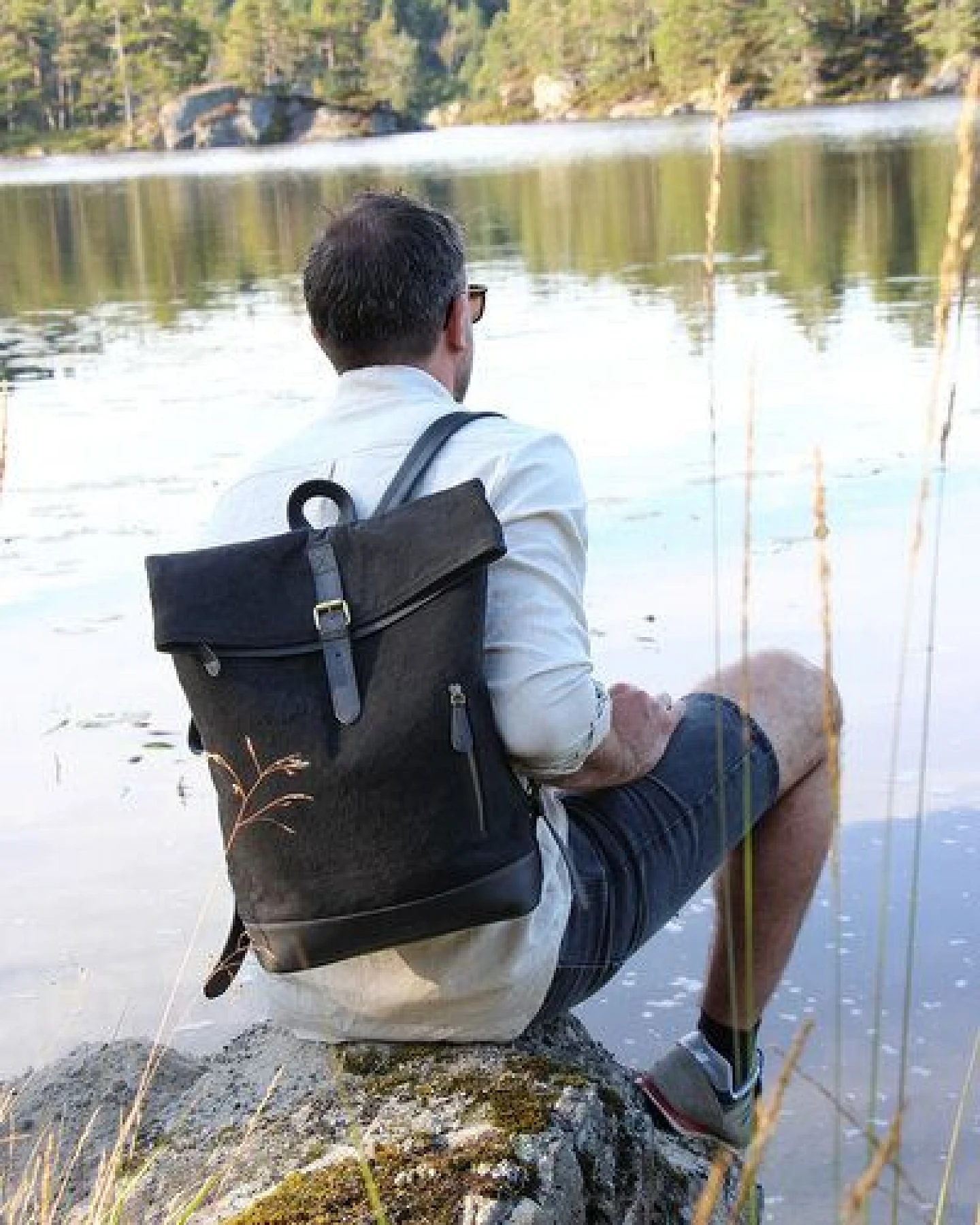 GLOBO Fair Trade Laptoprucksack LONI aus Canvas & mattem Ökoleder – Ansicht 2