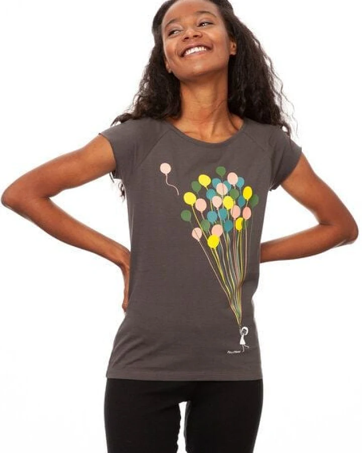 FellHerz Damen T-Shirt Balloons dark grey