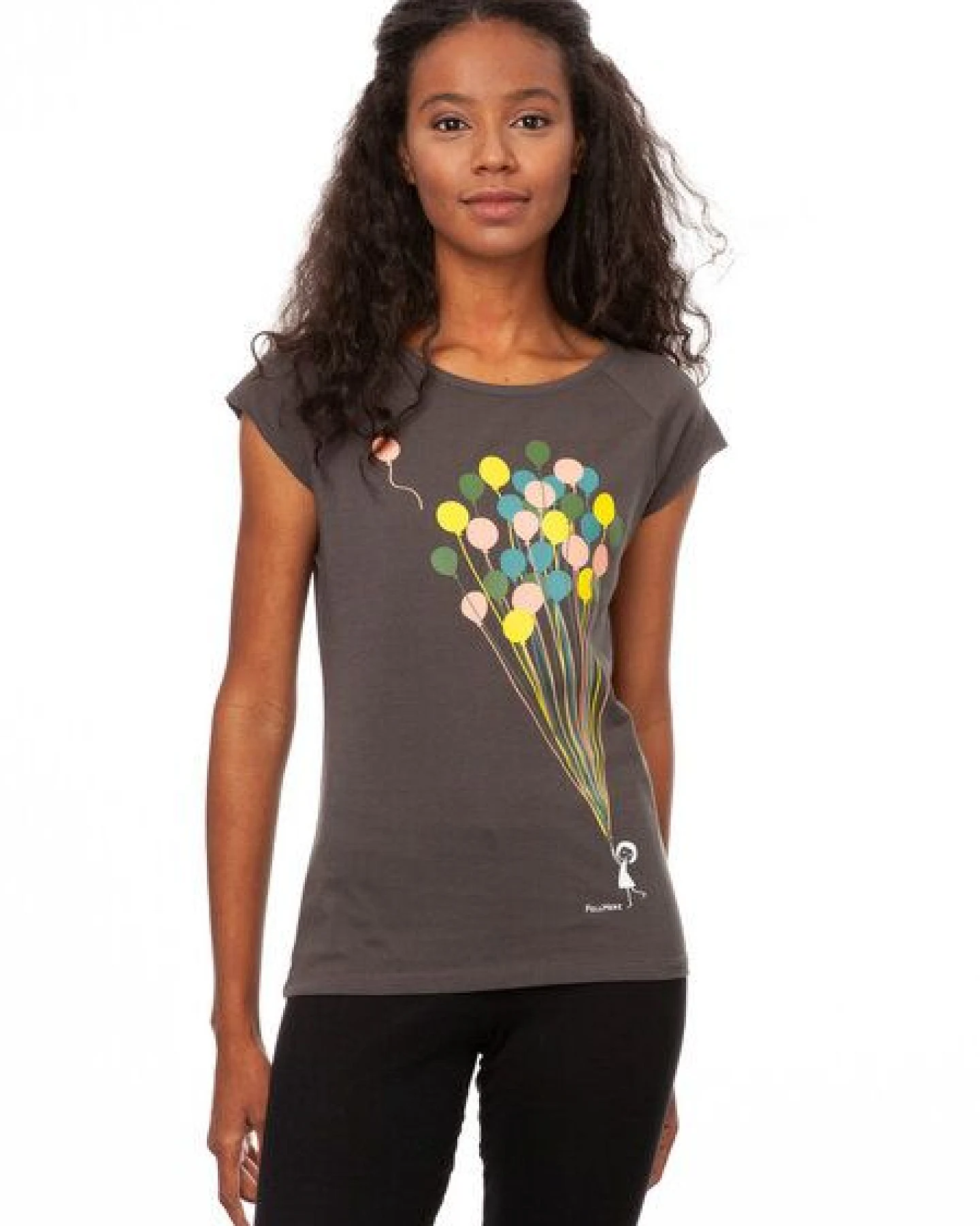 FellHerz Damen T-Shirt Balloons dark grey – Ansicht 4