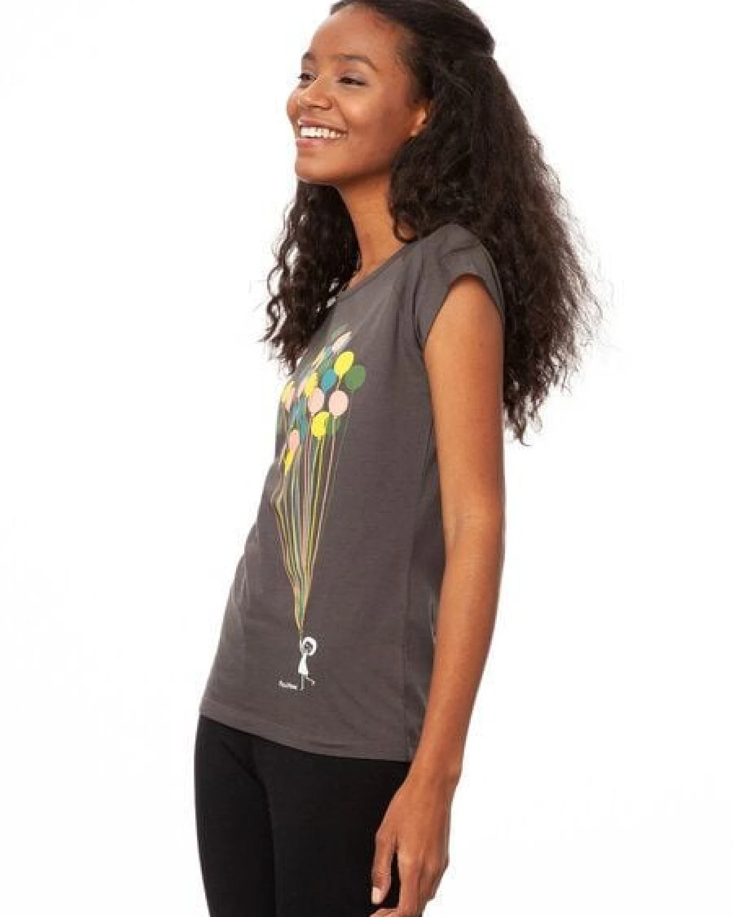 FellHerz Damen T-Shirt Balloons dark grey – Ansicht 3