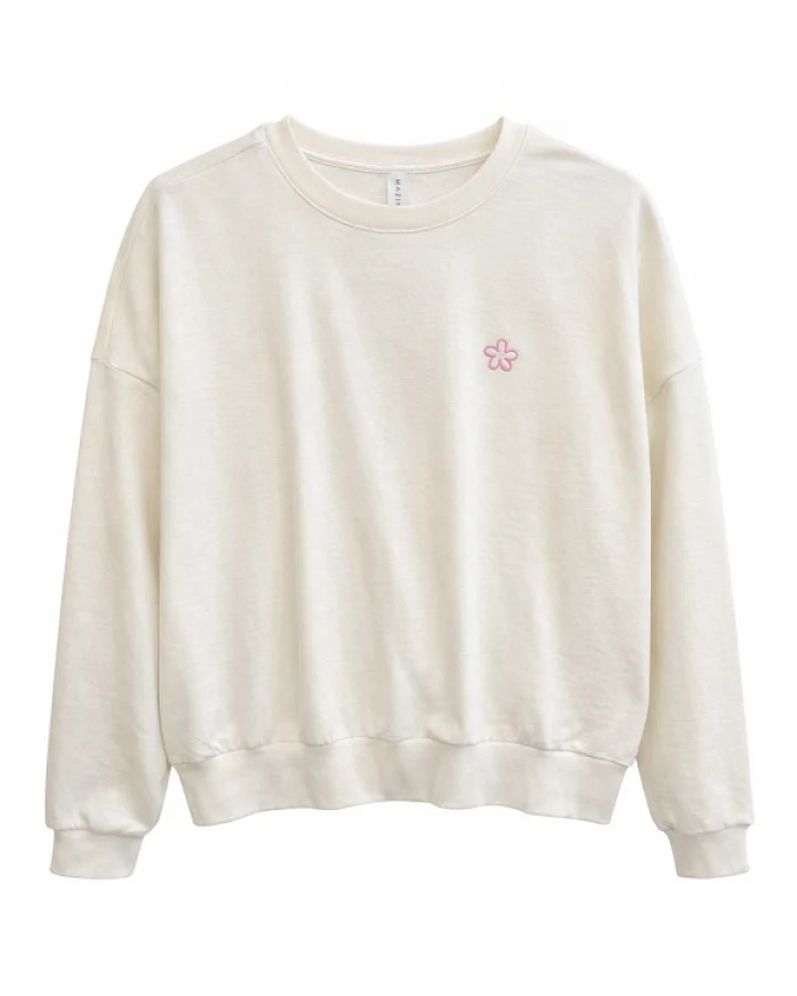 Mazine - Women's Back Print Flowers Sweatshirt - Pullover Gr XS beige/weiß