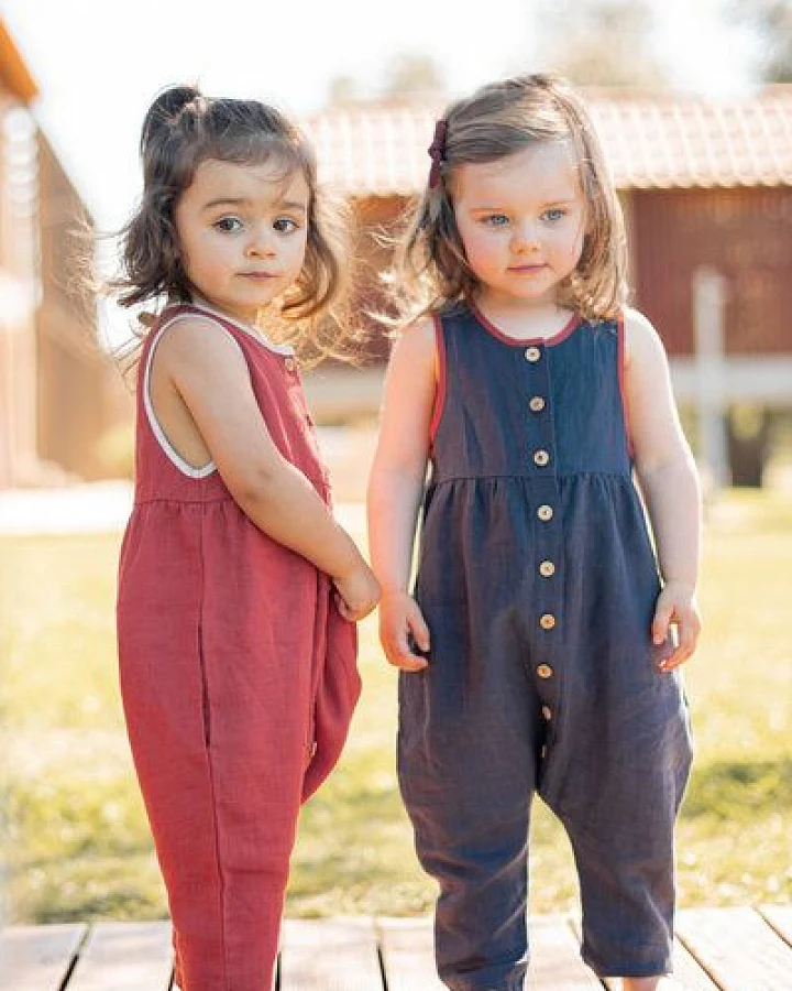 PETER JO Baby Jumpsuit aus Leinen/Sun Drop