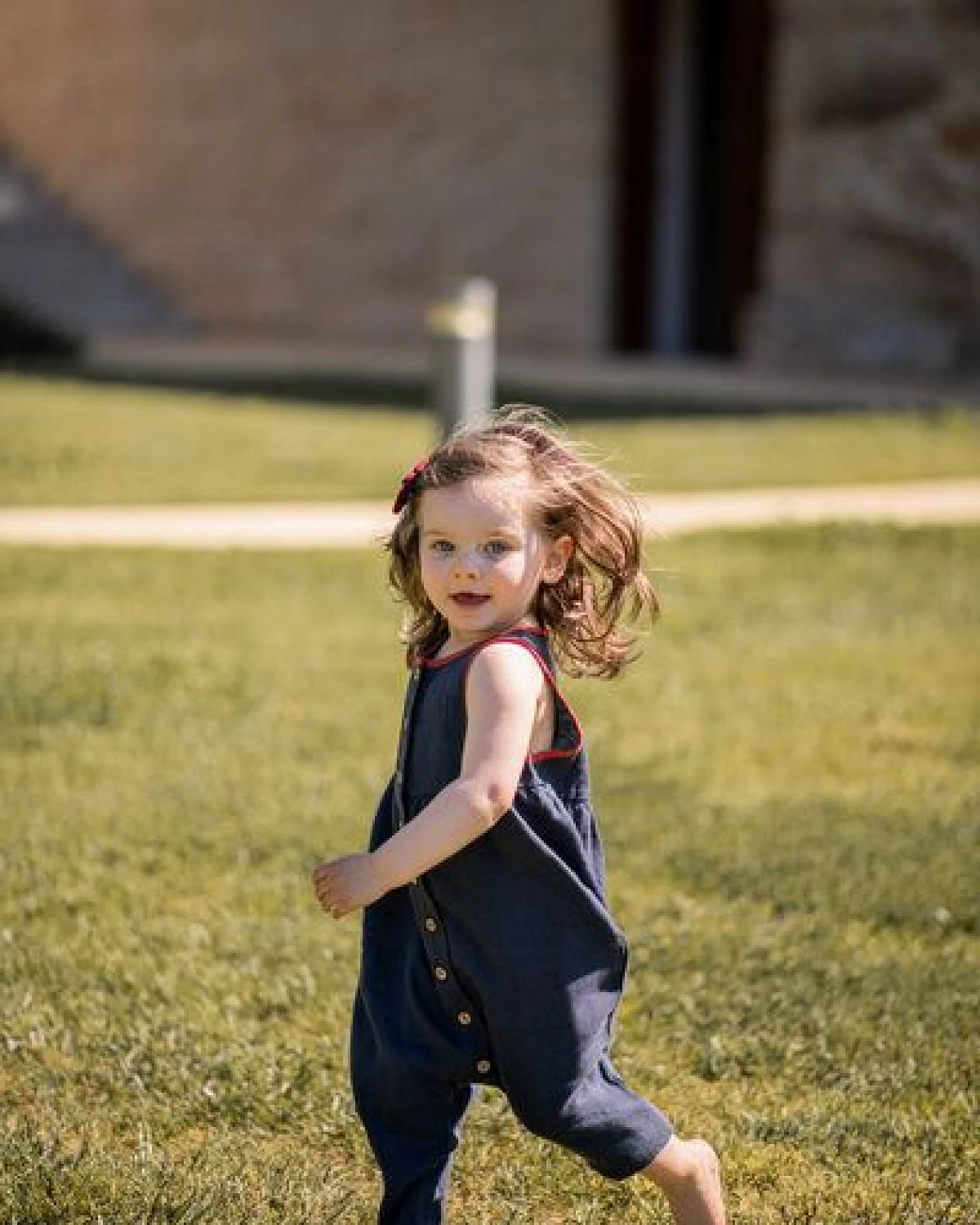 PETER JO Baby Jumpsuit aus Leinen/Sun Drop – Ansicht 2