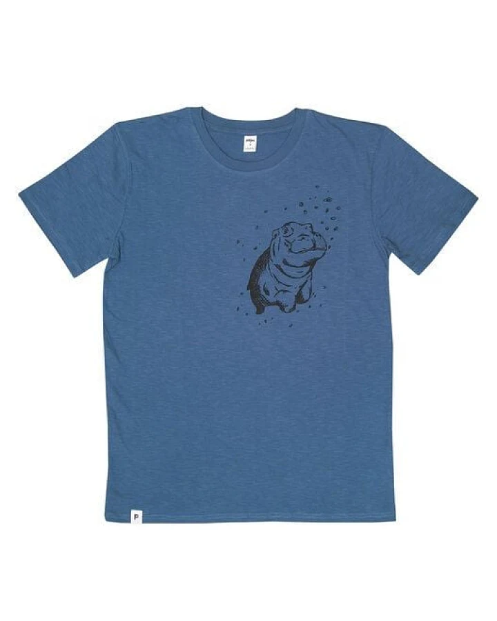 päfjes Nick Nilpferd - Fair gehandeltes Männer T-Shirt - Slub Blue
