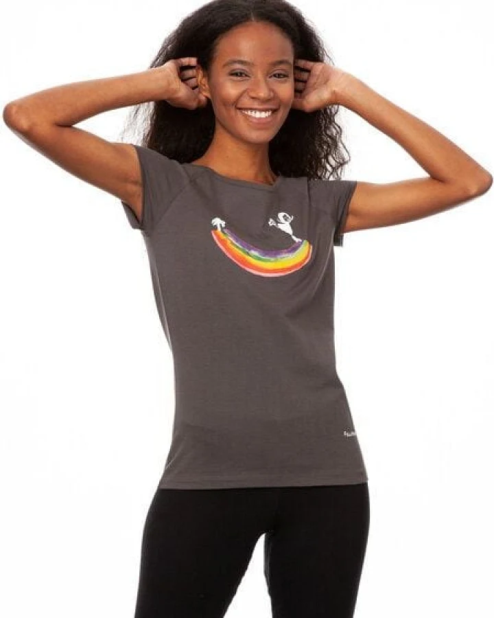 FellHerz Damen T-Shirt Rainbow Girl dark grey