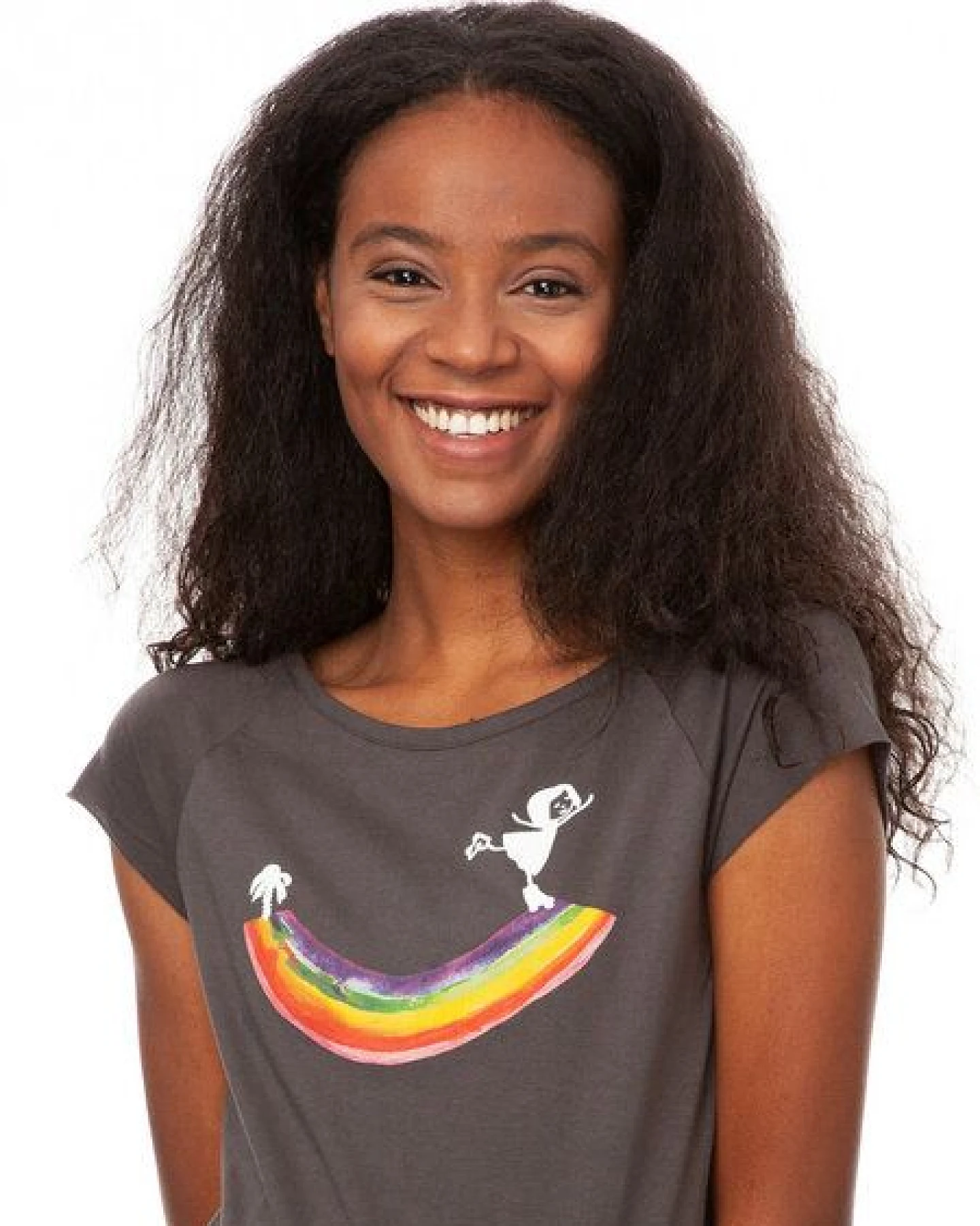 FellHerz Damen T-Shirt Rainbow Girl dark grey – Ansicht 2