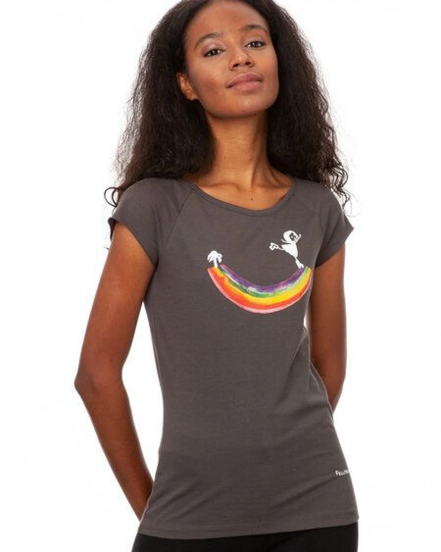 FellHerz Damen T-Shirt Rainbow Girl dark grey – Ansicht 4