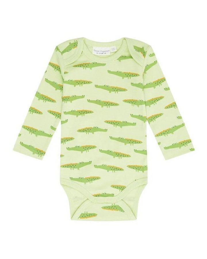sense-organics Baby Body Langarm *Kroko grün* Gots & Fairtrade I Sense Organics