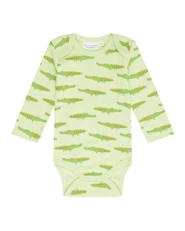 sense-organics Baby Body Langarm *Kroko grün* Gots & Fairtrade I Sense Organics