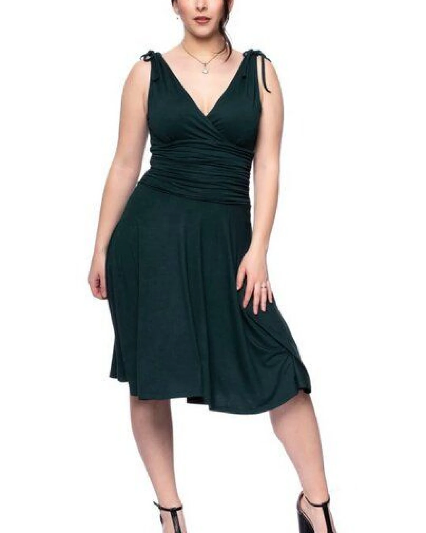 Ingoria VERIA Midi Kleid in Wickeloptik mit gerafftem Taillenbund – Ansicht 3